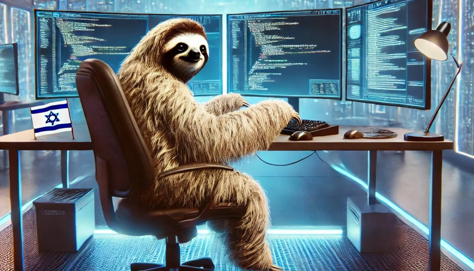 AI Sloth at a computer