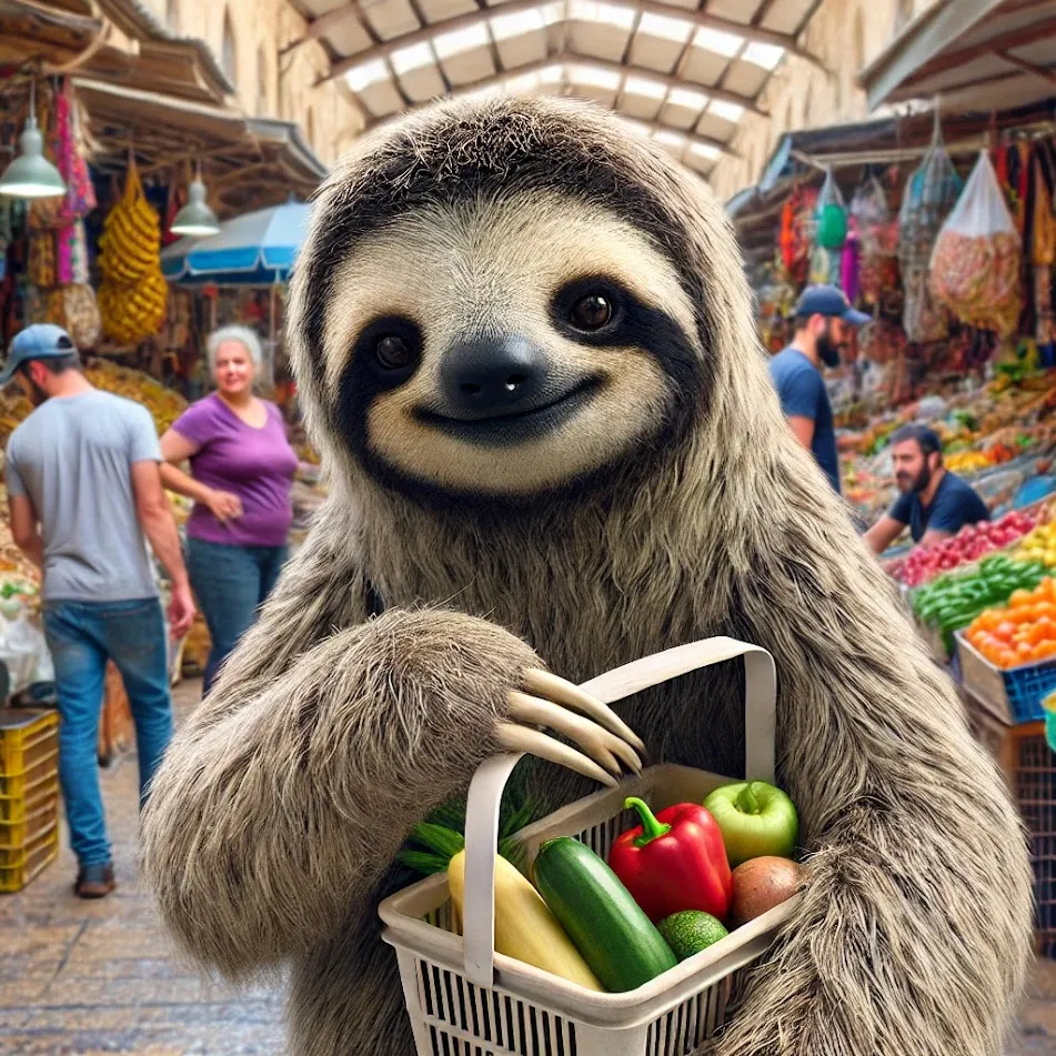 Grey sloth in Mahane Yehuda