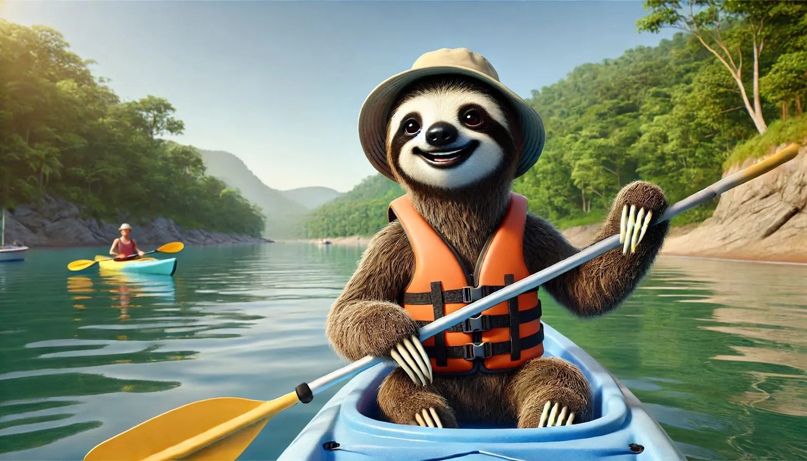 Kayaking sloth