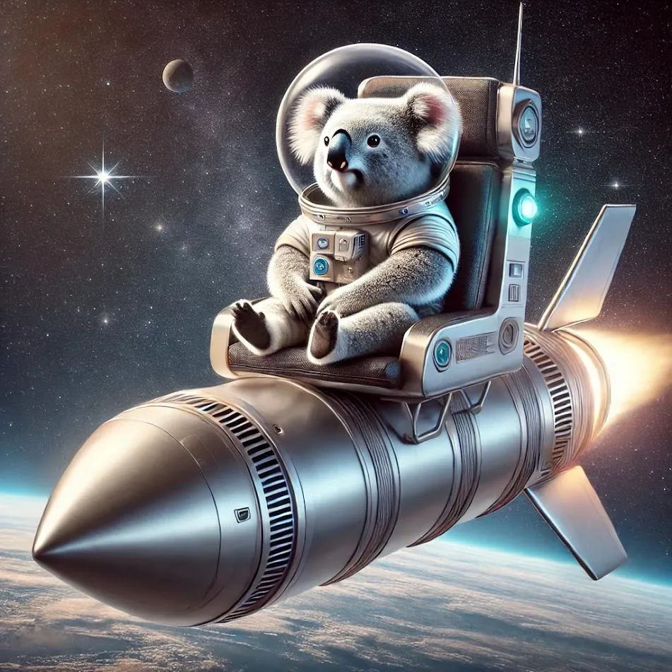 Koala on a rocket