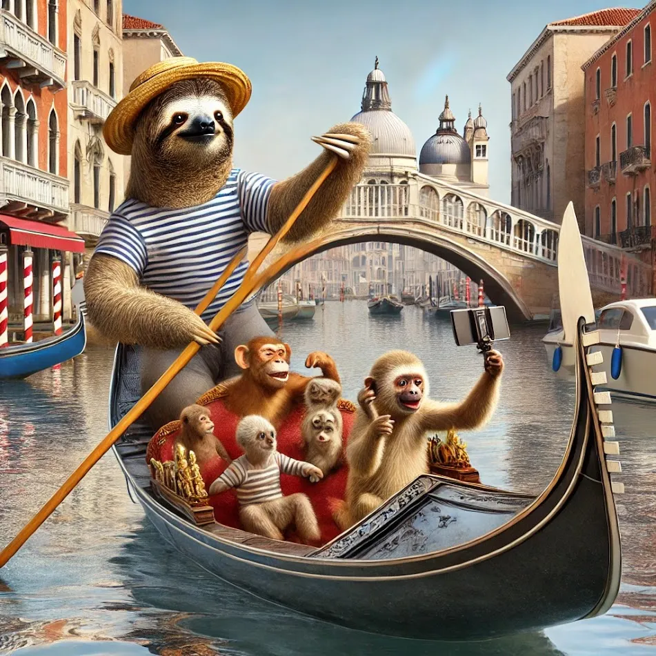 Sloth and monkeys in Venice