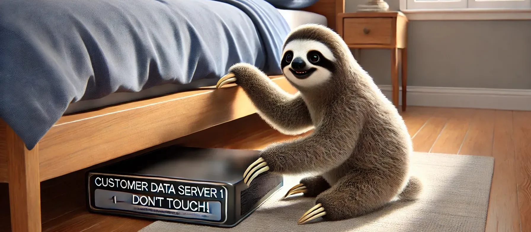 Sloth with customer server in bedroom