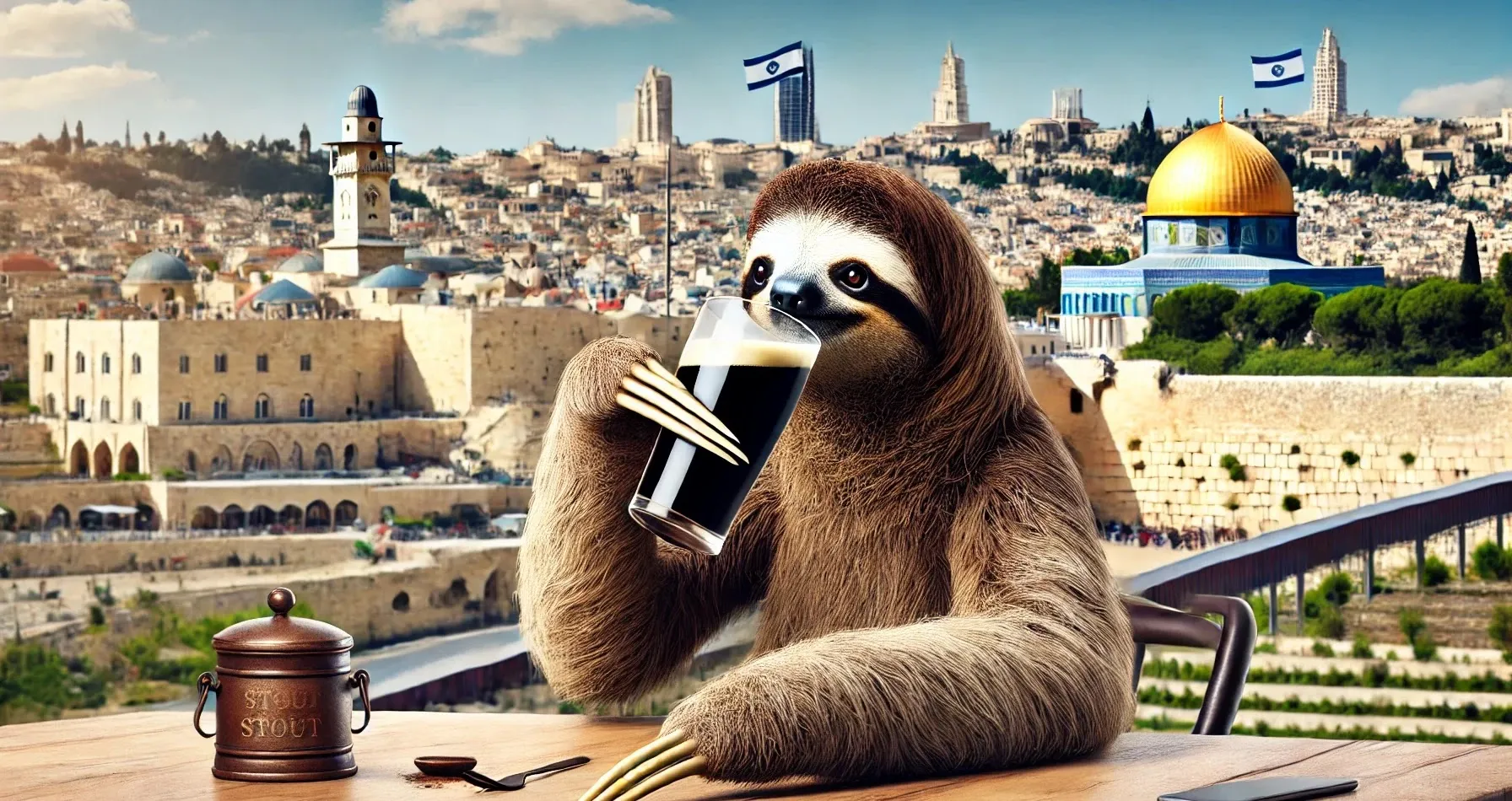 Sloth with a Guinness in the Old City