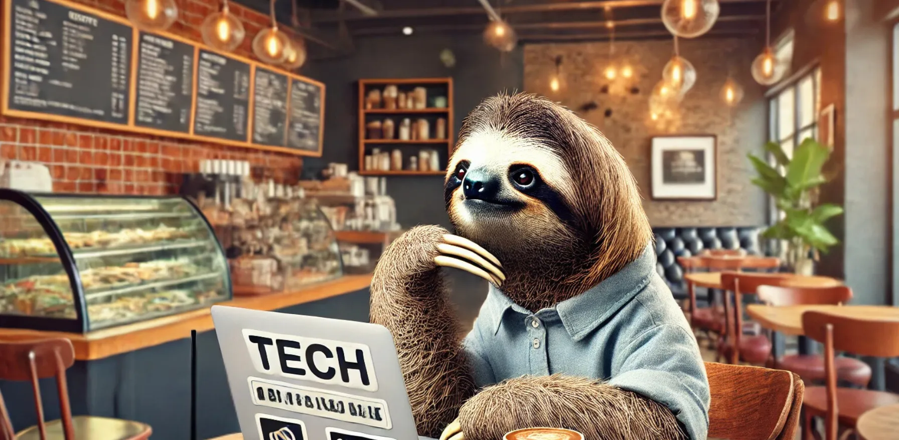 Sloth in a cafe