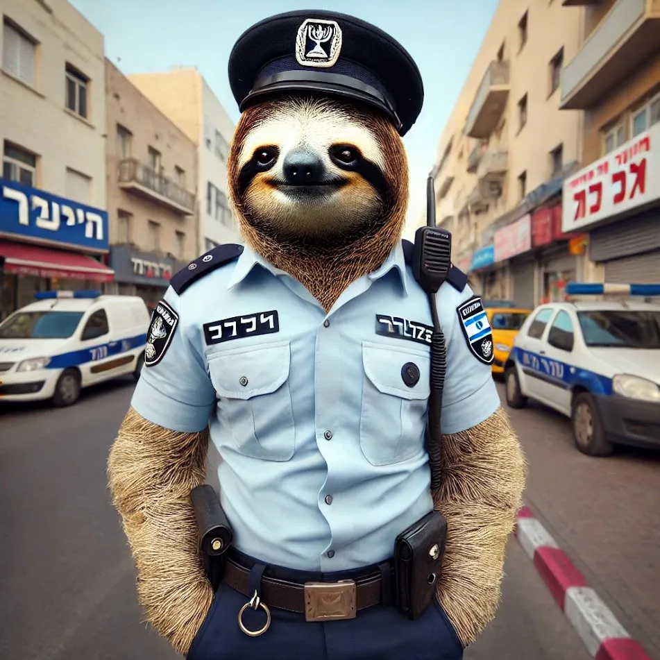 Sloth Israeli policeman