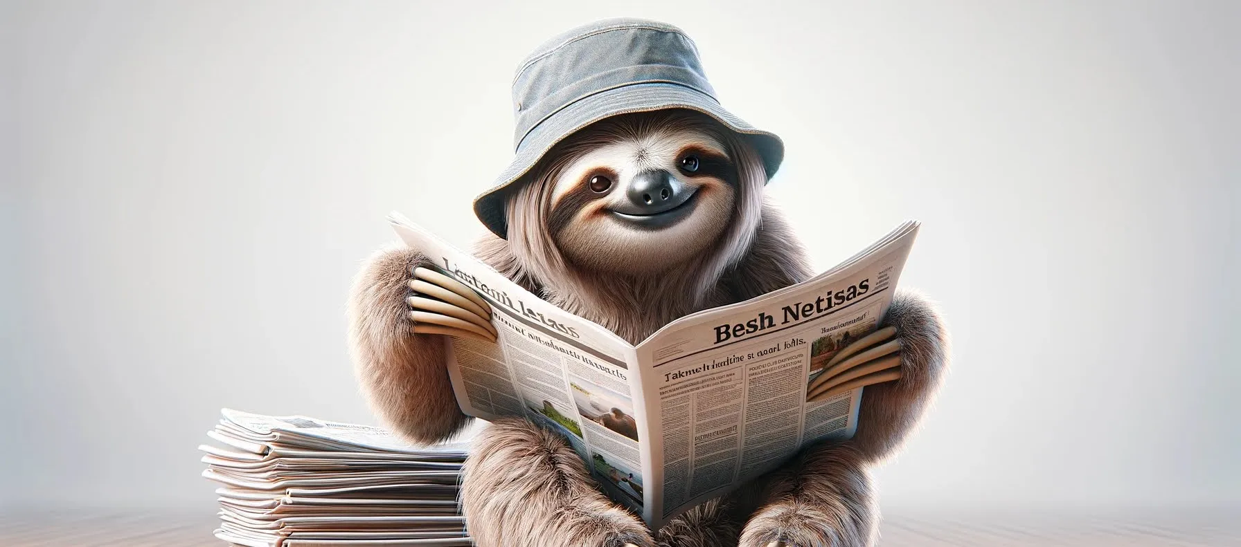 Sloth reading a newspaper