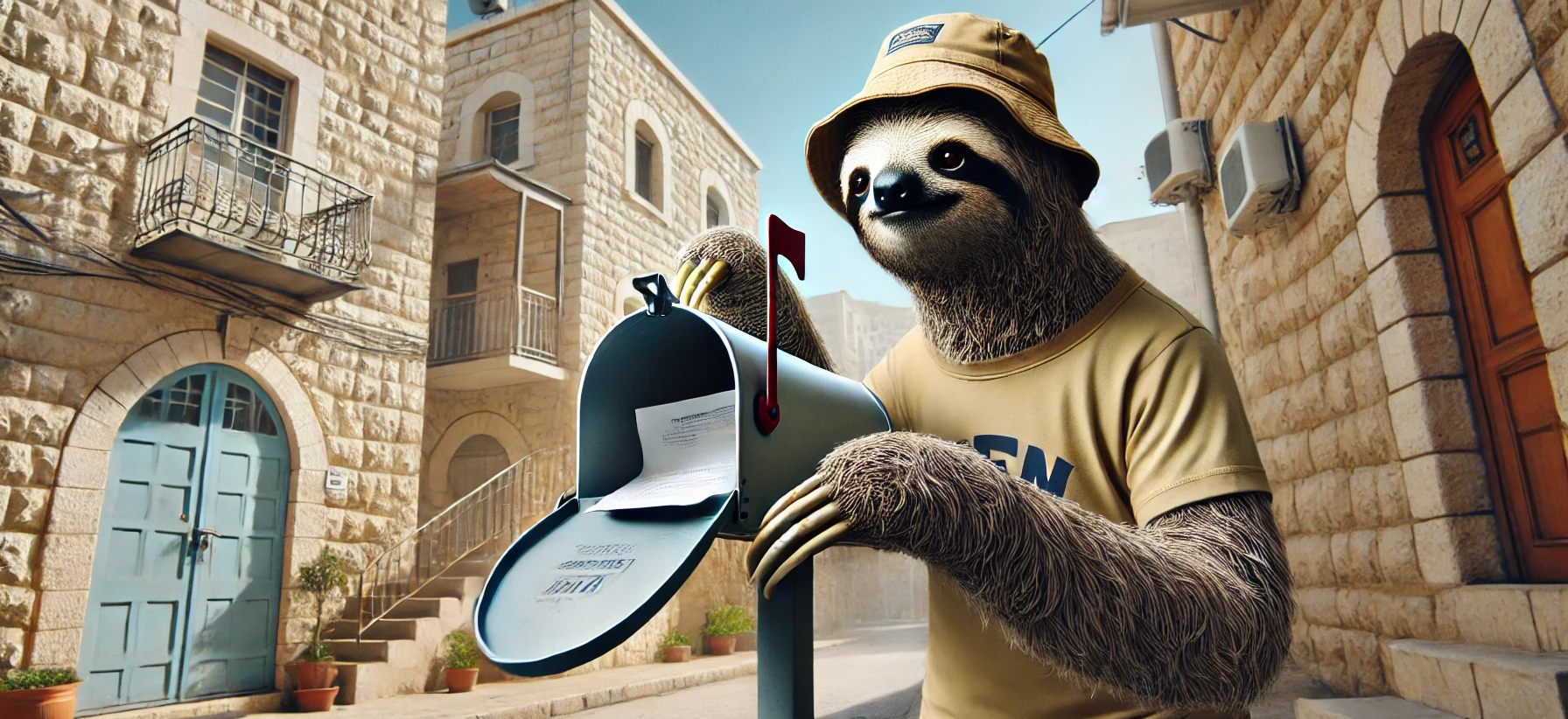 Sloth picking up post