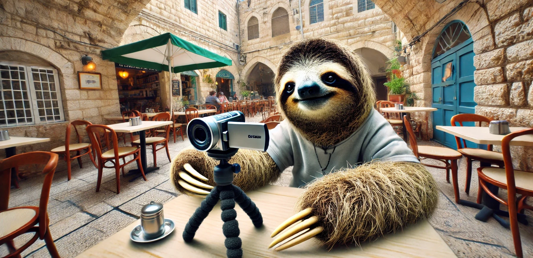 Sloth recording a video