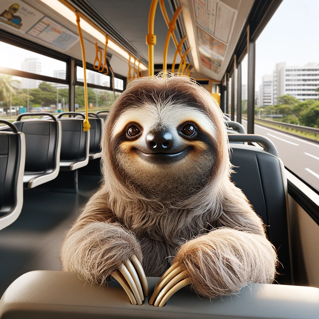 Sloth on bus