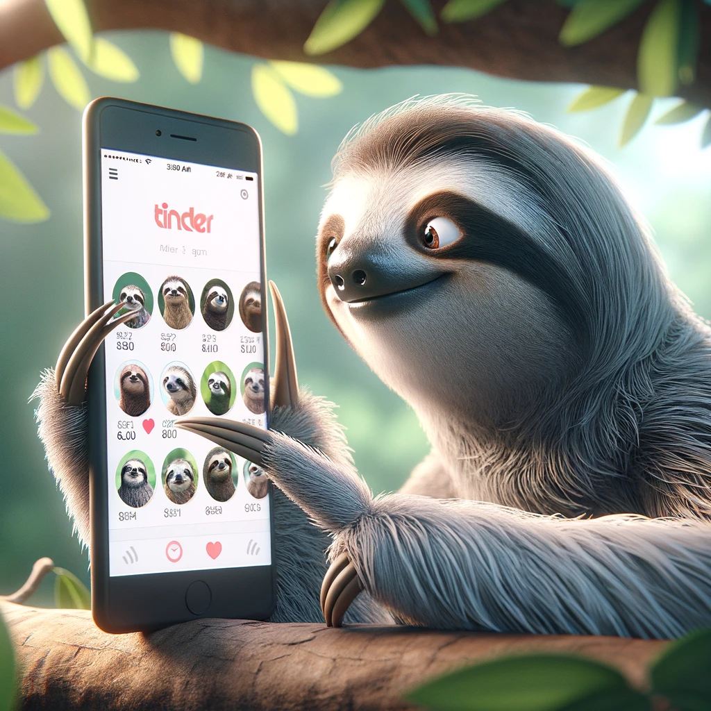 Sloth using Tinder