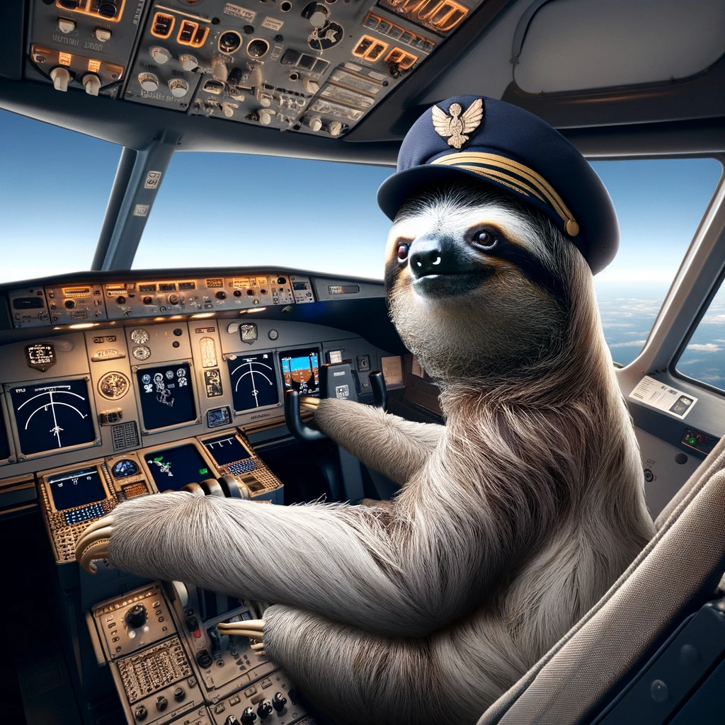 Sloth airplane pilot